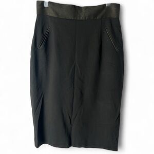 Antonio Melani Women’s Black Knit Waist Pencil Skirt with Gold Zip Detail Sz. 2‎